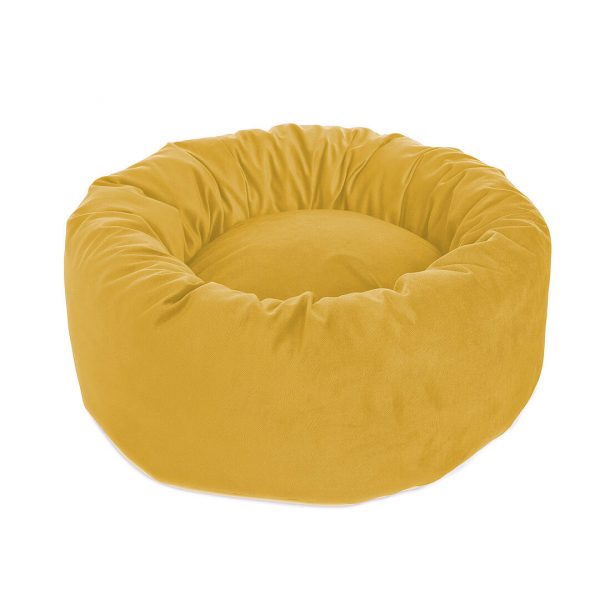 Cama redonda velvet amarillo